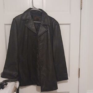 Siena Studio Black Leather Pea Coat